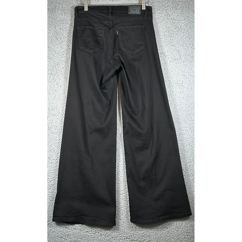 Levis 318 Shaping Wide Leg Jeans Womens 32 Black High Rise Stretch Denim Pants - Picture 5 of 11